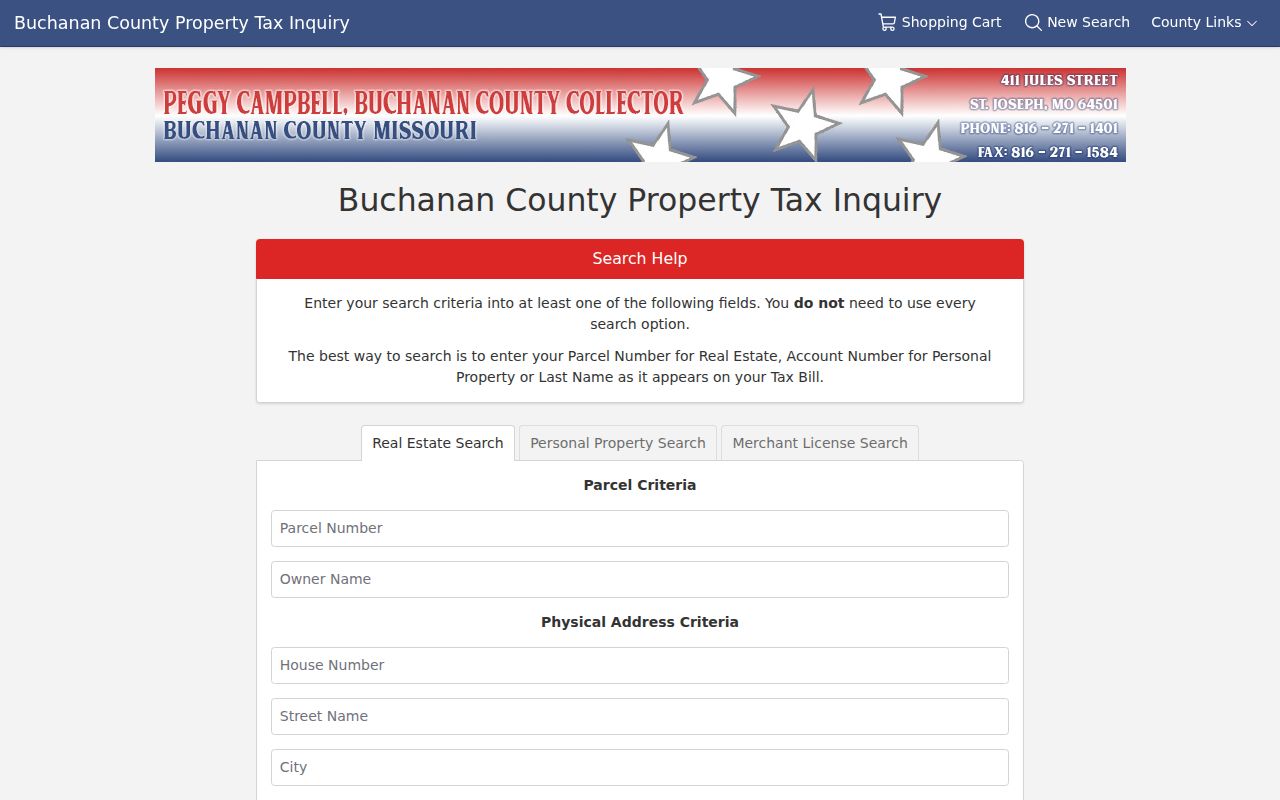 St. Joseph residents directory Buchanan County Property Tax Inquiry search form