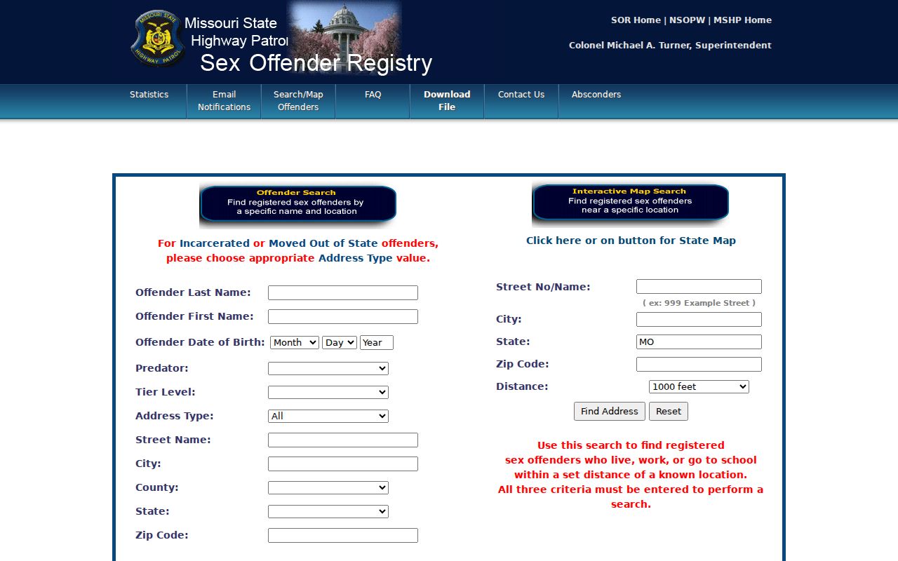 St. Joseph residents directory Missouri sex offender registry search options
