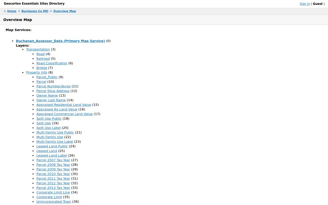 St. Joseph neighbors Buchanan GIS layer list for parcel and block context