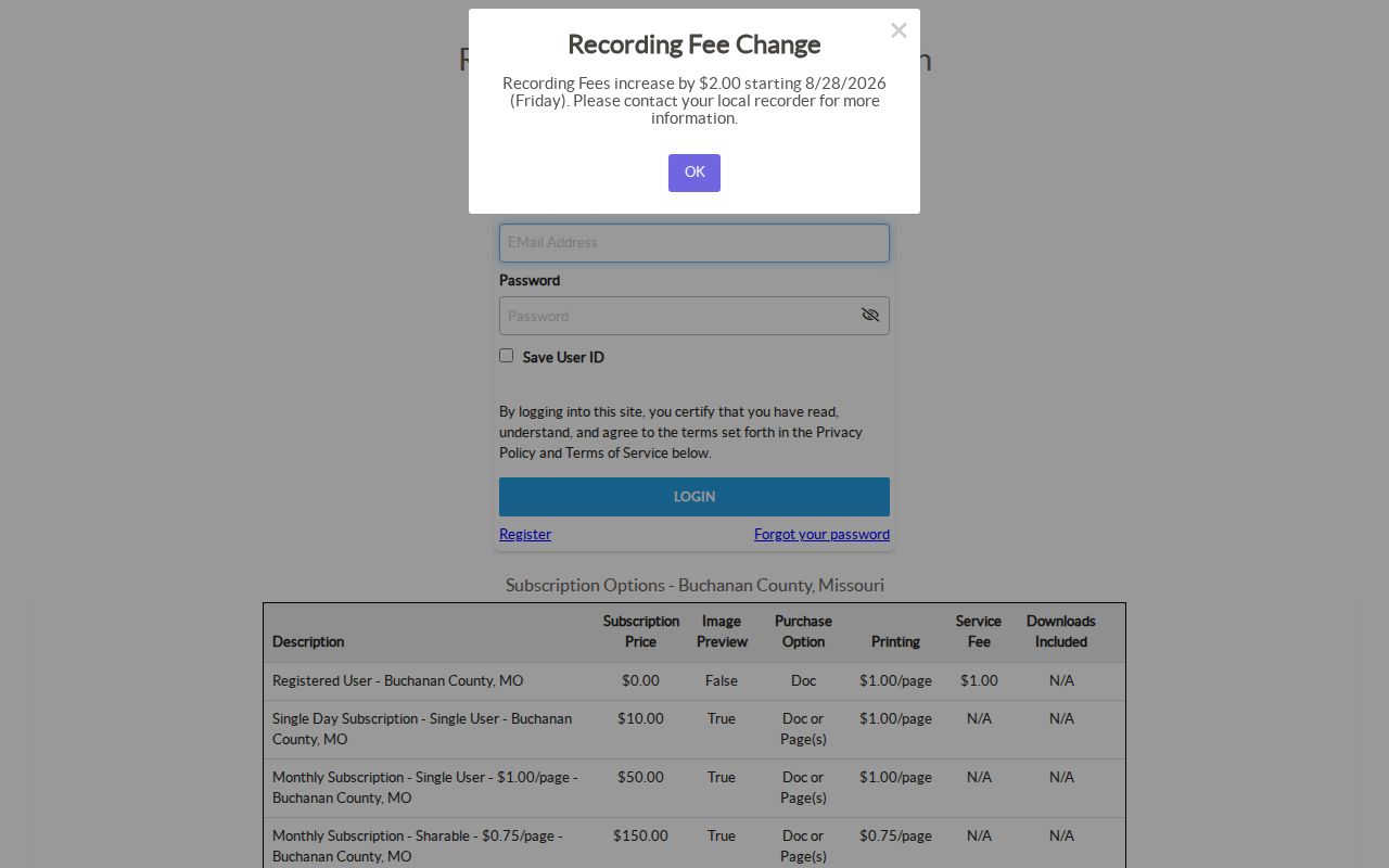 St. Joseph street directory Buchanan iCounty recorder login and access options